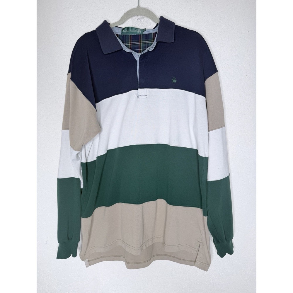 Vintage Knights Of Round Table Polo Rugby Shirt Mens XL Multicolor Colorblock